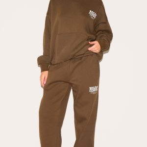 PRETTYLITTLETHING Taupe Studio Print Cuffed Joggers
