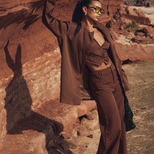 Chocolate Brown Woven Double Belt Loop Suit Trousers