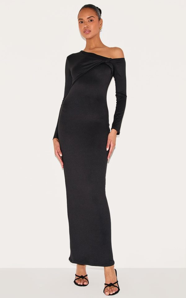 4fa98c07fb76f22922938708ecfe91e93b924872_CNM3145_3_black_double_contour_twist_detail_long_sleeve_maxi_dress