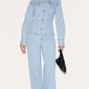 Tall Light Blue Wash High Waist Wide Leg Jeans