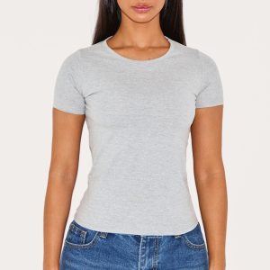 Petite Grey Marl Premium Cotton Cap Sleeve T-shirt