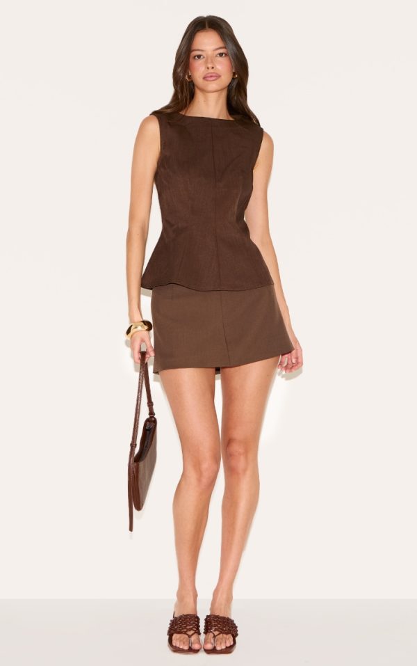 5066c02fb5c4ab74342914d66a61597c617896bf_CNM6225_3_chocolate_woven_fitted_boatneck_peplum_top