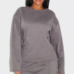 Shape Dove Grey Cinched Waist Cocoon Sleeve Sweatshirt