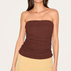 Chocolate Textured Double Layer Bandeau Top