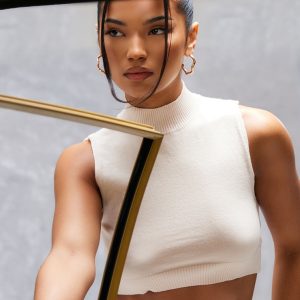 Cream Soft Knit Crop Top