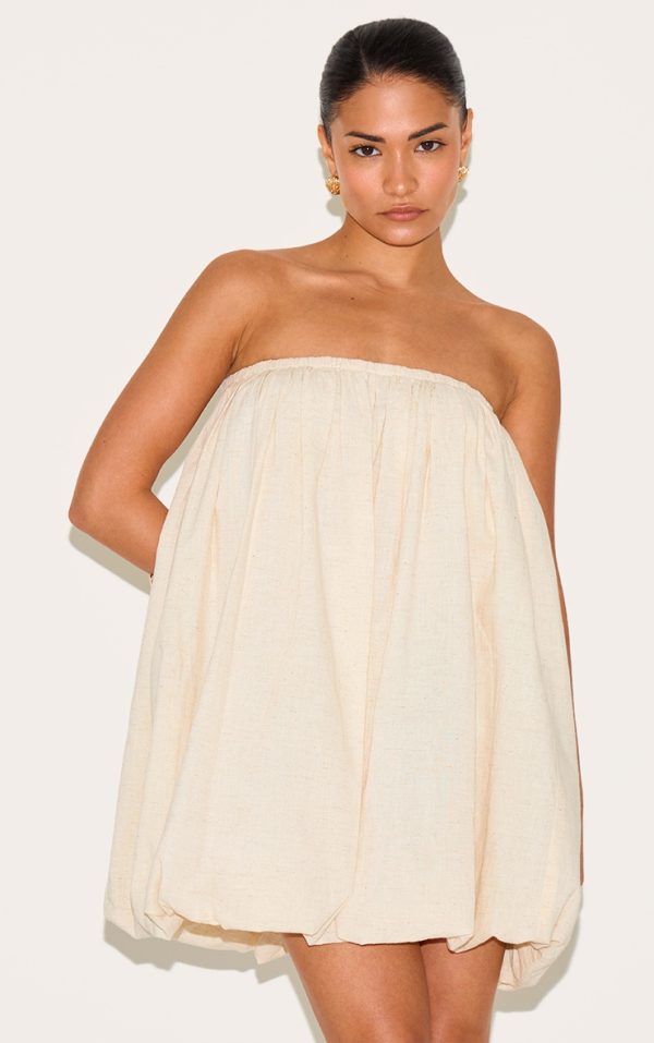 51805780290d2777b5540fee1b2fd50f5b1acce9_CNM4442_1_petite_stone_linen_look_bandeau_puffball_mini_dress