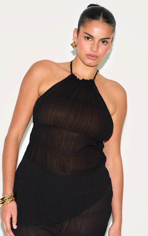 51989e422f33039f08a8cc527e049e9e4c553090_CNM5045_4_plus_black_textured_woven_backless_sheer_asymmetric_long_top