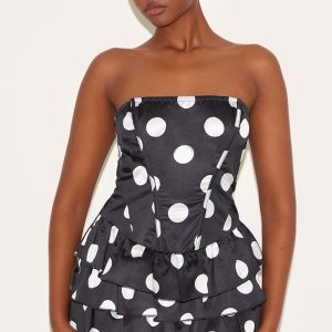 Black Polka Dot Rara Skort Woven Playsuit