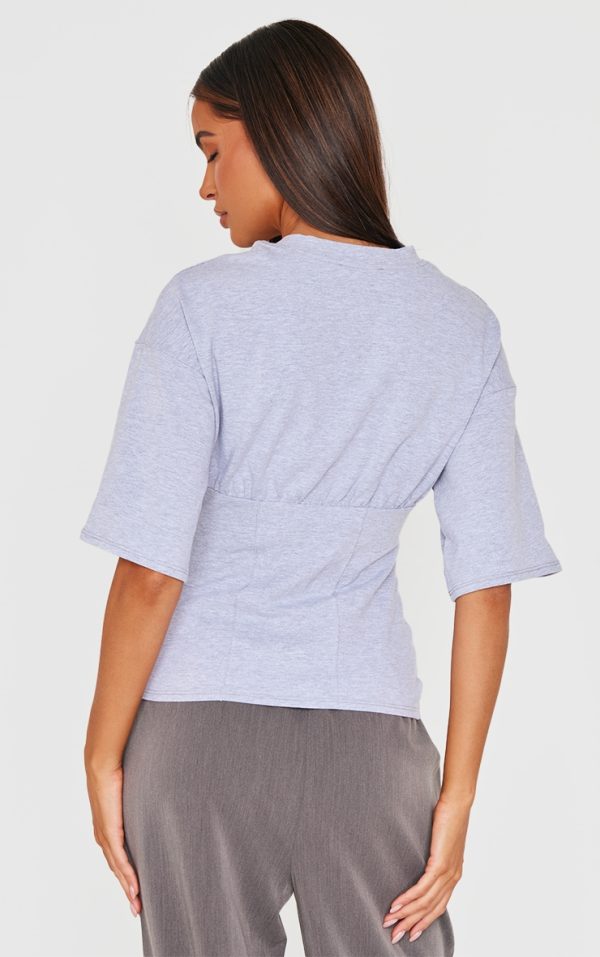 5335ef90db8f4e3eb8a818a9be847e708b8cfd06_CNK8351_2_grey_marl_ruched_bust_detail_fitted_t_shirt