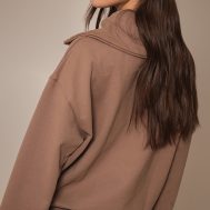 5424e028686a2d560f7fbd256f2396af50e8fba8_CNM6493_2_mocha_premium_loopback_quarter_zip_foldover_sweatshirt