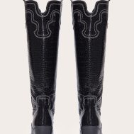 5541a663368e7f2d9210175efd962e8e3fb482b7_CNL7085_3_black_croc_pu_point_toe_western_stitch_knee_high_block_heeled_boots