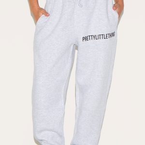 PRETTYLITTLETHING Petite Ash Grey High Waist Cuffed Joggers