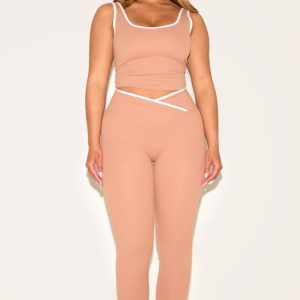 Shape Mocha Active Contrast Binding Wrap Waistband Leggings