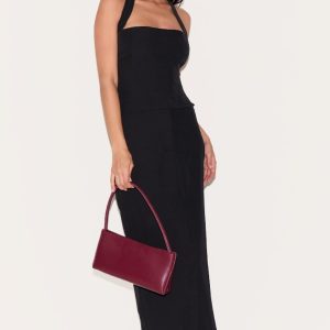 Black Tailored Woven Pocket Detail Maxi Skirt