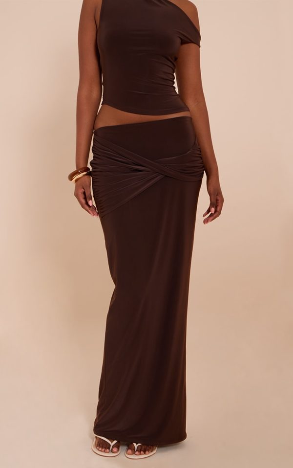 574f261d386942154290581c33acc1563a150f76_CNM9238_2_chocolate_double_layered_slinky_twist_drape_maxi_skirt
