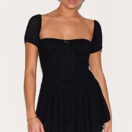 575fa656db87caf61ea15d88143114d645134715_CNM3481_1_petite_black_textured_bardot_puff_sleeve_mini_dress
