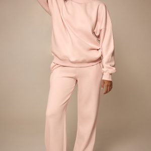 Baby Pink Oversized Sweat Tracksuit Set