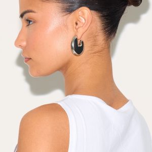 Silver Oversize Chunky Hoop Statement Earrings
