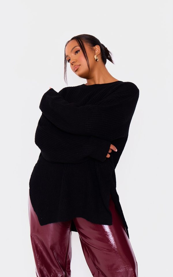 5806cbdd2aa8e7617e7f976d311a7749c289f551_CMO2371_1_plus_black_round_neck_side_split_jumper