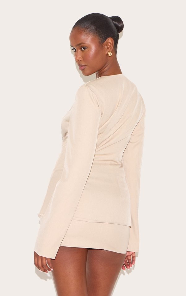 5809e767ba5b595c520f7556c513690111e1e03f_CNM0403_2_clay_gold_trim_cinched_waist_blazer