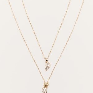 Gold Gifting Diamante Heart Duo Necklace