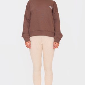 Oatmeal Knitted Split Hem Flare Trousers