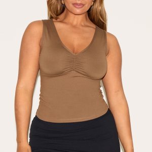 Shape Mushroom Sculpt Ruched Bust Sleeveless Top