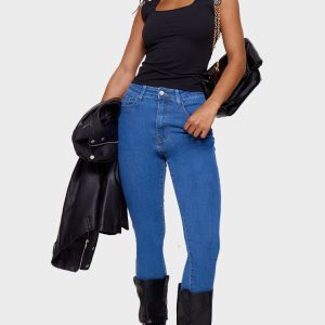 L30 Mid Blue 5 Pocket Skinny Jeans