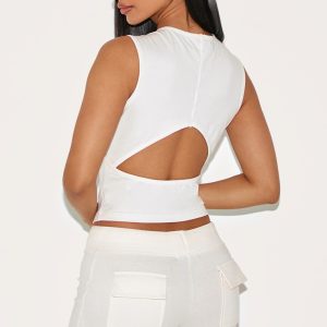 Petite Cream Open Back Sleeveless Top