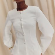 59f6316b3420ac1371f68b6574f61813bf9465f2_CNL8445_3_white_woven_cinched_waist_cocoon_sleeve_button_up_blazer
