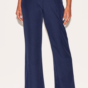 Navy Tailored Woven Straight Leg Trousers