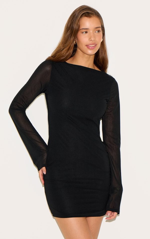 5a691907cd9ce95734ca1a6a736f9a09dbd4aec4_CNM9951_1_black_chiffon_boat_neck_long_sleeve_shift_dress