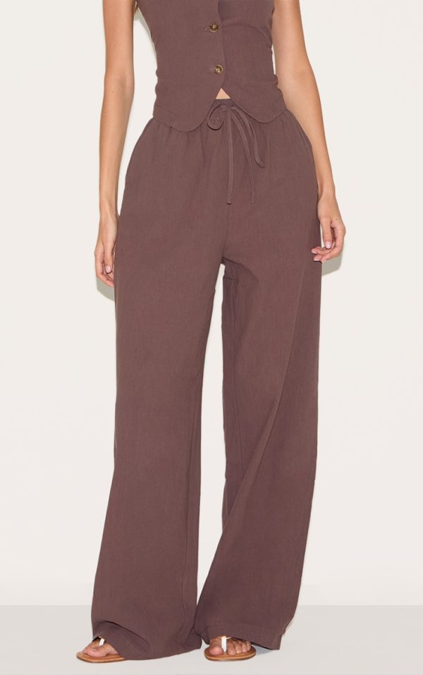 5b7adb906921f94a3ebaee8ddd681654251441ff_CNM1794_2_dark_brown_tailored_draw_string_wide_leg_trouser