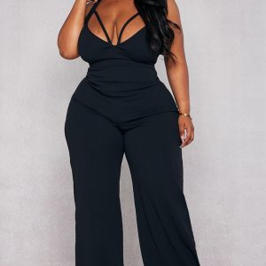 Plus Black Strap Detail Jumpsuit