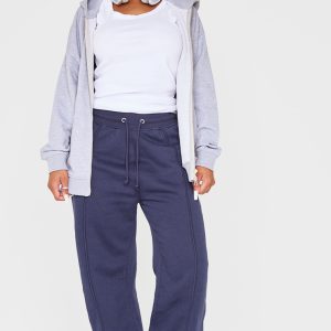 Shape Navy Binded High Waist Wide Leg Joggers