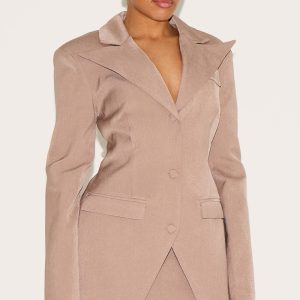 Shape Mocha Linen Look Mini Skirt