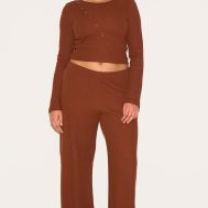 5cb5f6b3dbc3129fa71aeec72a1747dd0c4c25da_CNM2094_1_plus_chocolate_mid_rise_wide_leg_waffle_trouser