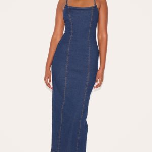 Indigo Cami Strap Denim Midaxi Dress