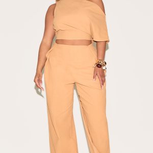 Shape Olive Linen Look Highwaisted Pleated Wide Leg Trousers