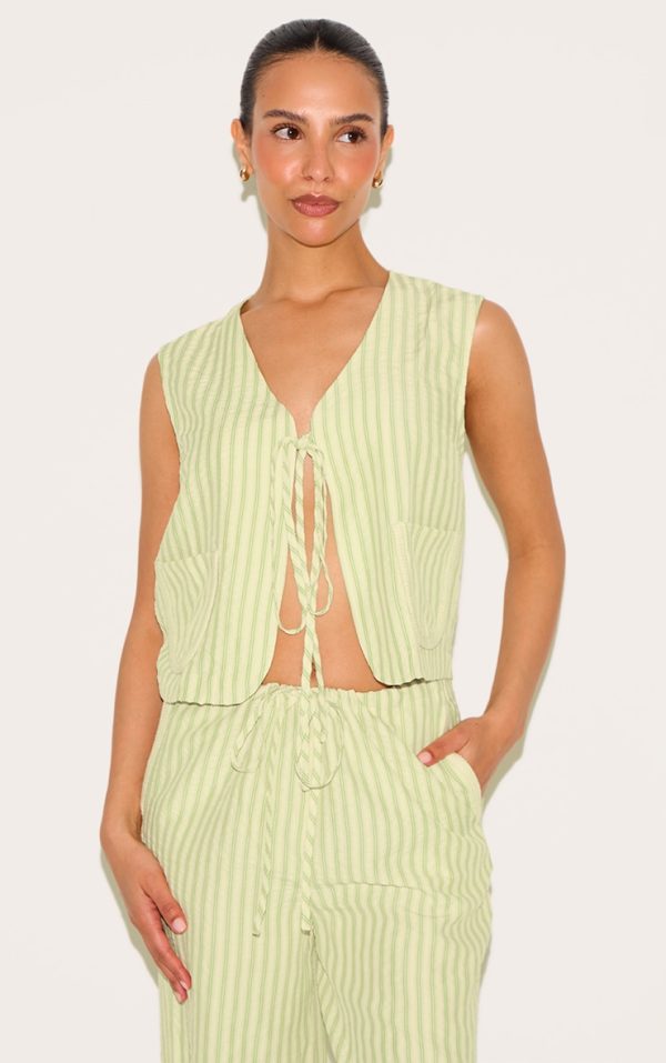 5d4acadef5a3a183c7d35cad2c274f251b69c29c_CNM9055_1_petite_olive_striped_woven_tie_front_longline_waistcoat