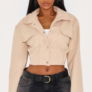 Shape Stone Wool Look Cinched Waist Trucker Jacket