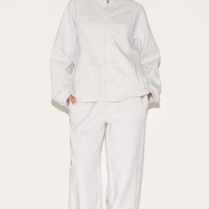 Petite Ash Grey Interlock Wide Leg Joggers