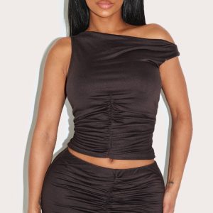 Shape Chocolate Super Soft Boat Neck Ruched Underbust Top