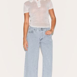 Petite Blue Low Rise Wide Leg Jeans