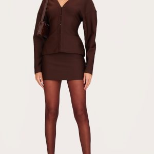 Chocolate Tailored Mini Skirt