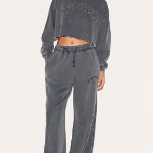 PRETTYLITTLETHING Tall Charcoal Blue Extreme Oversized Drawstring Wide Leg Joggers