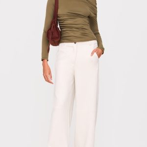 Khaki Contour Jersey Asymmetric Ruched Side Long Sleeve Top