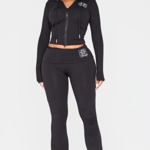 Shape Black Logo Flared Trousers