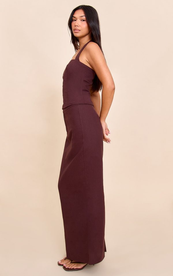 60411f5c5e654c643347c5b670911b4e52c49f8b_CNM6074_2_deep_chocolate_premium_linen_a_line_maxi_skirt