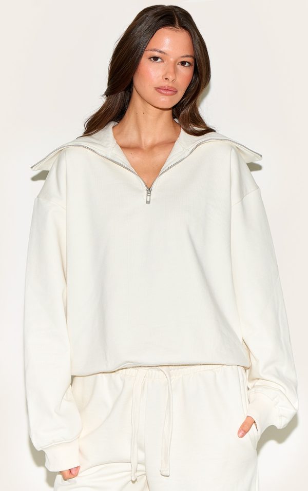 60489b00777a697d543c2569fea5805603f69a08_CNM6492_1_cream_premium_loopback_quarter_zip_foldover_sweatshirt